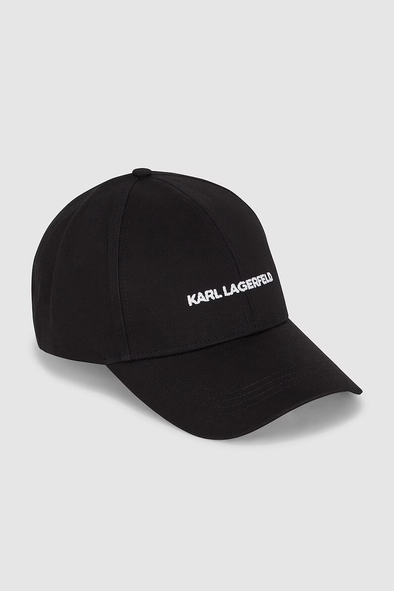 Karl Lagerfeld Шапка с памук с бродирано лого Черен