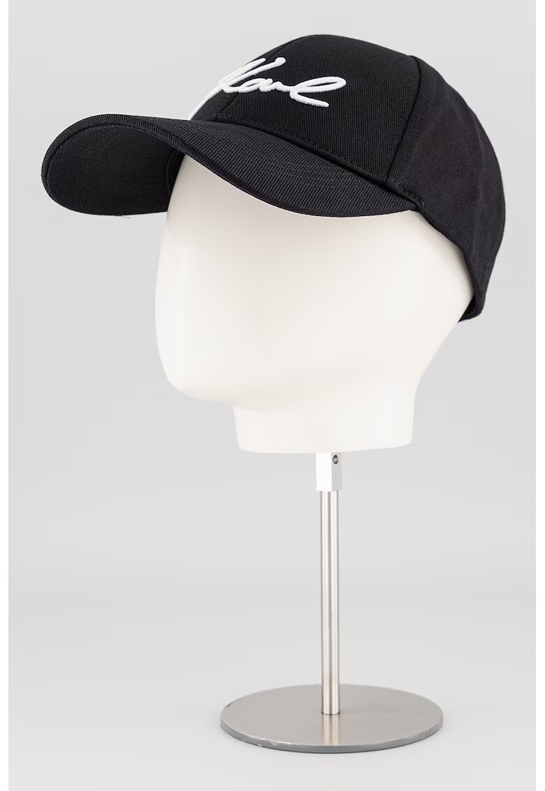 Karl Lagerfeld Шапка Signature с лого - Черен/Бял