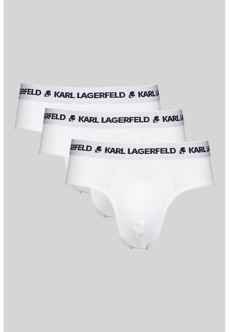 Karl Lagerfeld Слипове с органичен памук - 3 чифта - Бял/Черен