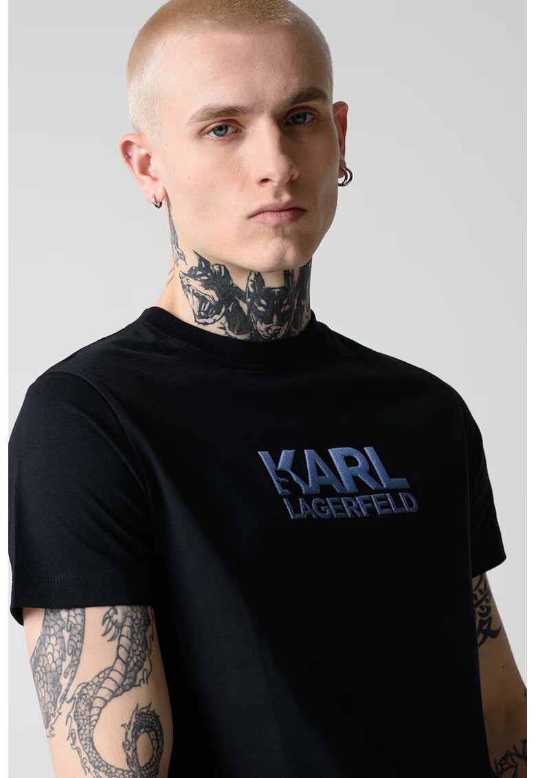 Karl Lagerfeld Тениска с овално деколте и лого