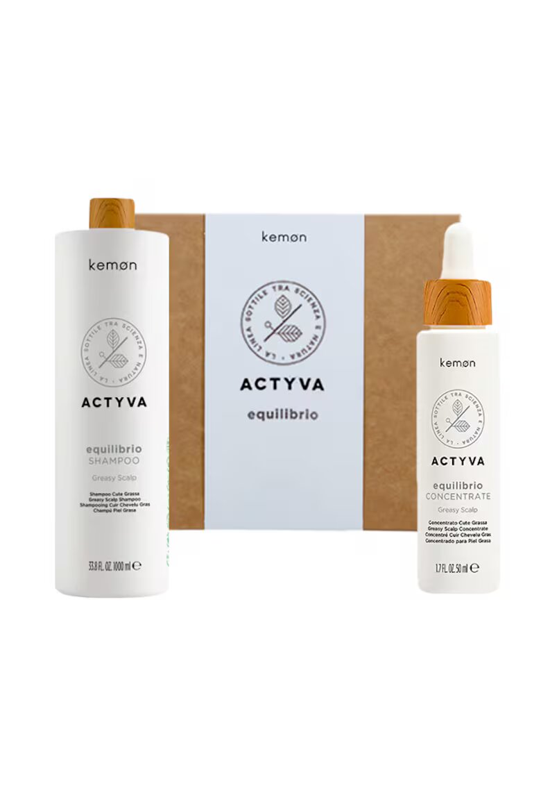 Kemon Комплект за балансиране на скалпа Actyva Equilibrio - Шампоан 1000 ml - Treatment 50 ml