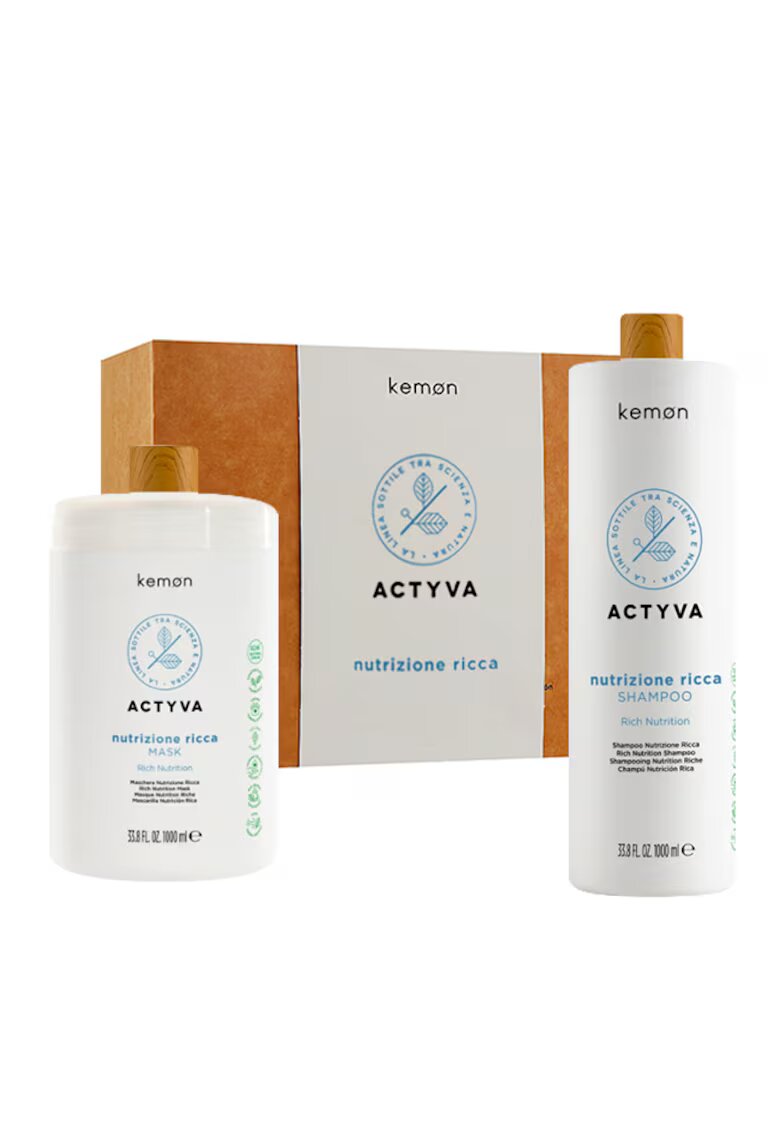 Kemon Комплект за боядисана коса Actyva Nutrizione Ricca: Шампоан 1000 мл - Маска 1000 мл