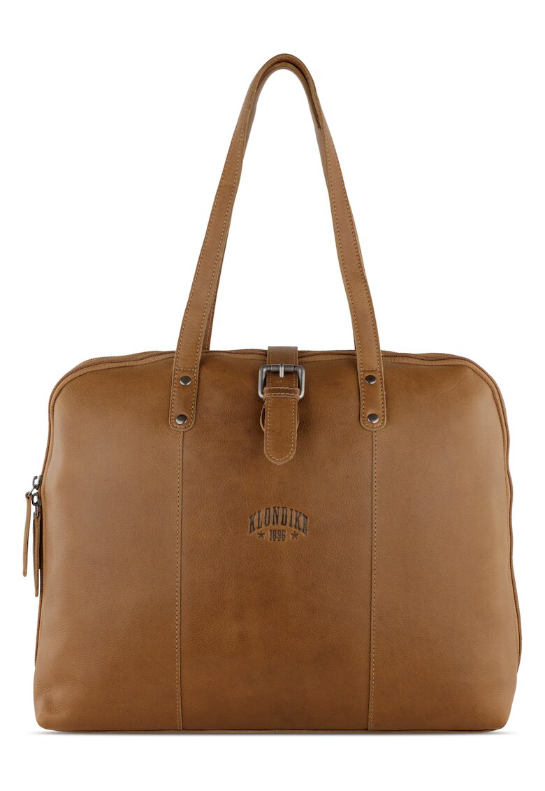 Klondike Дамска бизнес чанта - KD1274 - 40 x 13 x 32 см - естествена кожа - коняково кафяво