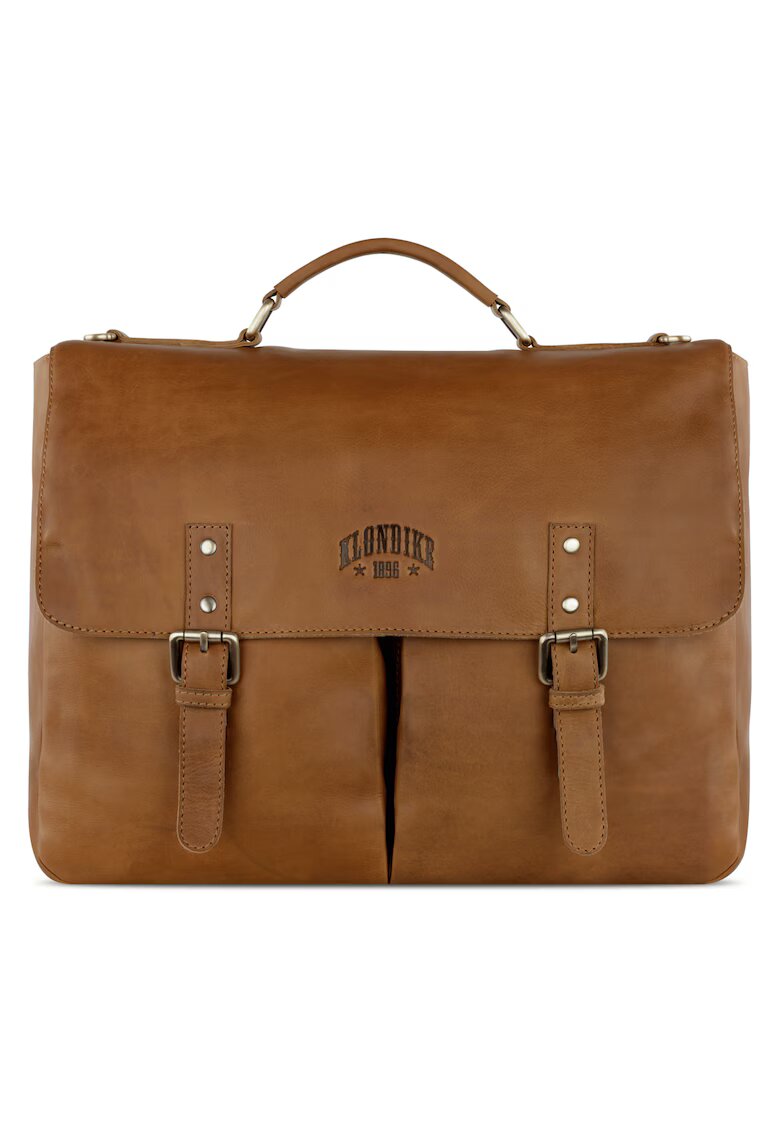 Klondike Мъжка чанта тип месинджър - KD1316 - 39 x 30 x 10 см - коняково кафяво
