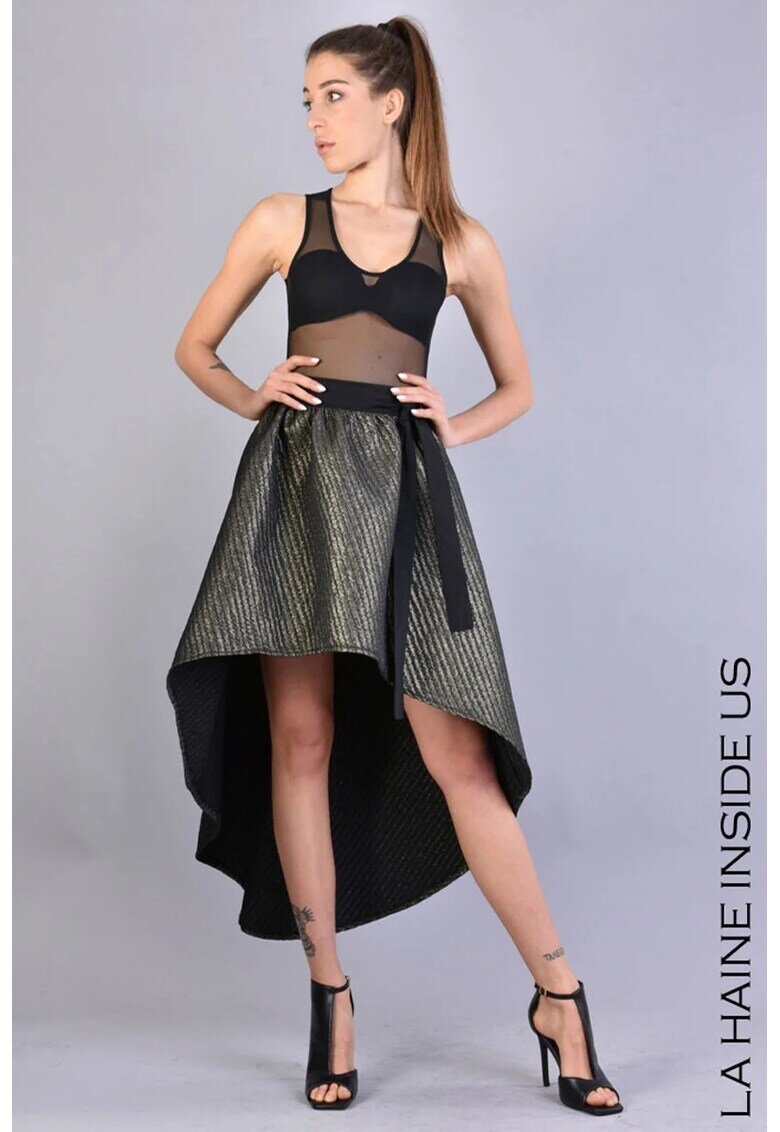 LA HAINE INSIDE US Striped Asymmetrical Skirt - Черен