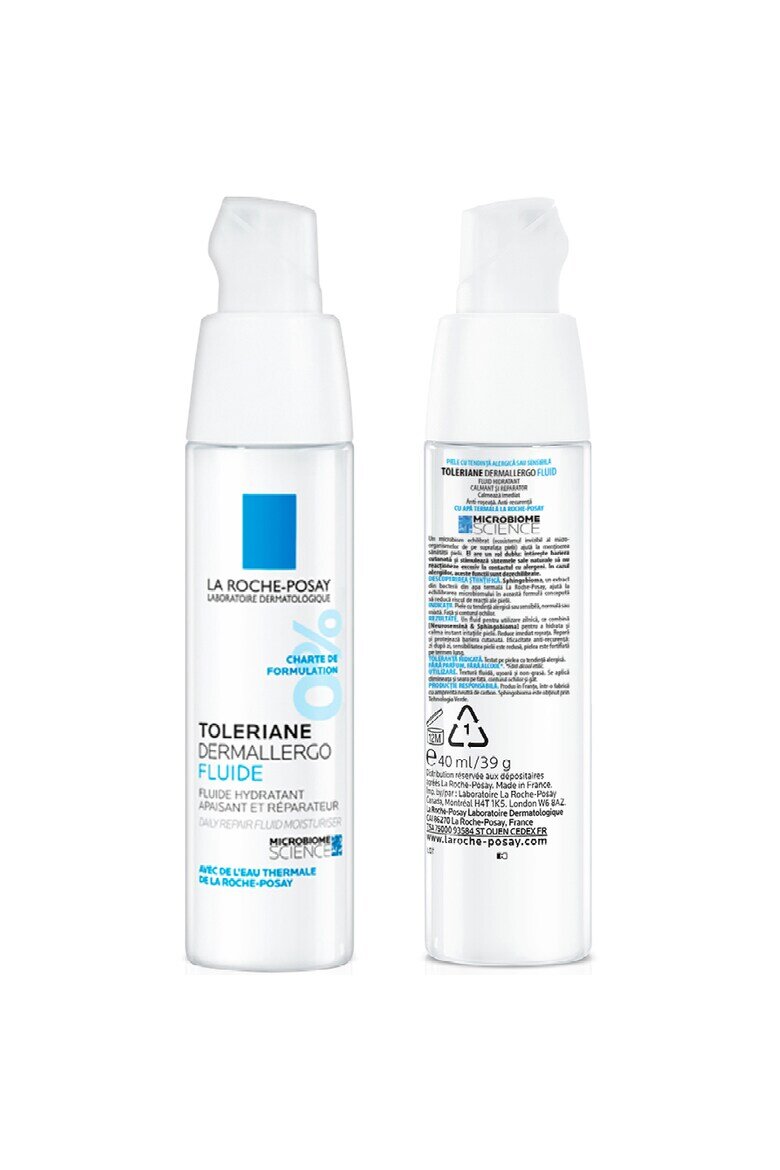 La Roche-Posay Хидратиращ успокояващ и възстановяващ флуид Toleriane Dermallergo За кожа с тенденция към алергии или чувствителна нормална или смесена 40 мл