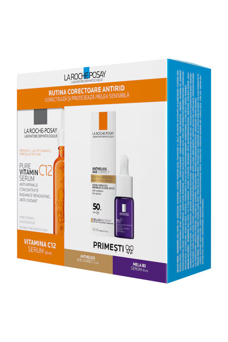 La Roche-Posay Комплект терапия за лице : Серум с витамин C12 30 мл + Серум Mini Mela B3 10 мл + Anthelios UVD Age Correct 50+ 15 мл