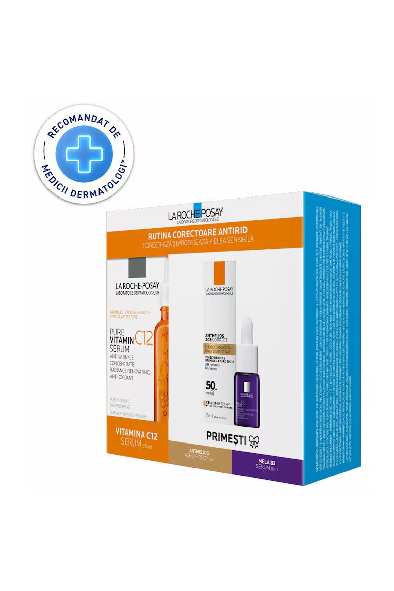 La Roche-Posay Комплект терапия за лице : Серум с витамин C12 30 мл + Серум Mini Mela B3 10 мл + Anthelios UVD Age Correct 50+ 15 мл