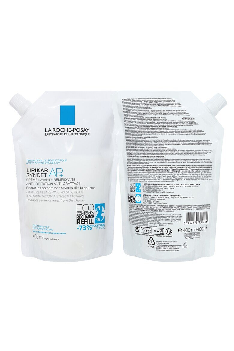 La Roche-Posay Успокояващ почистващ гел за чувствителна или суха кожа Lipikar Syndet подходящ за бебета деца възрастни 0.4 l