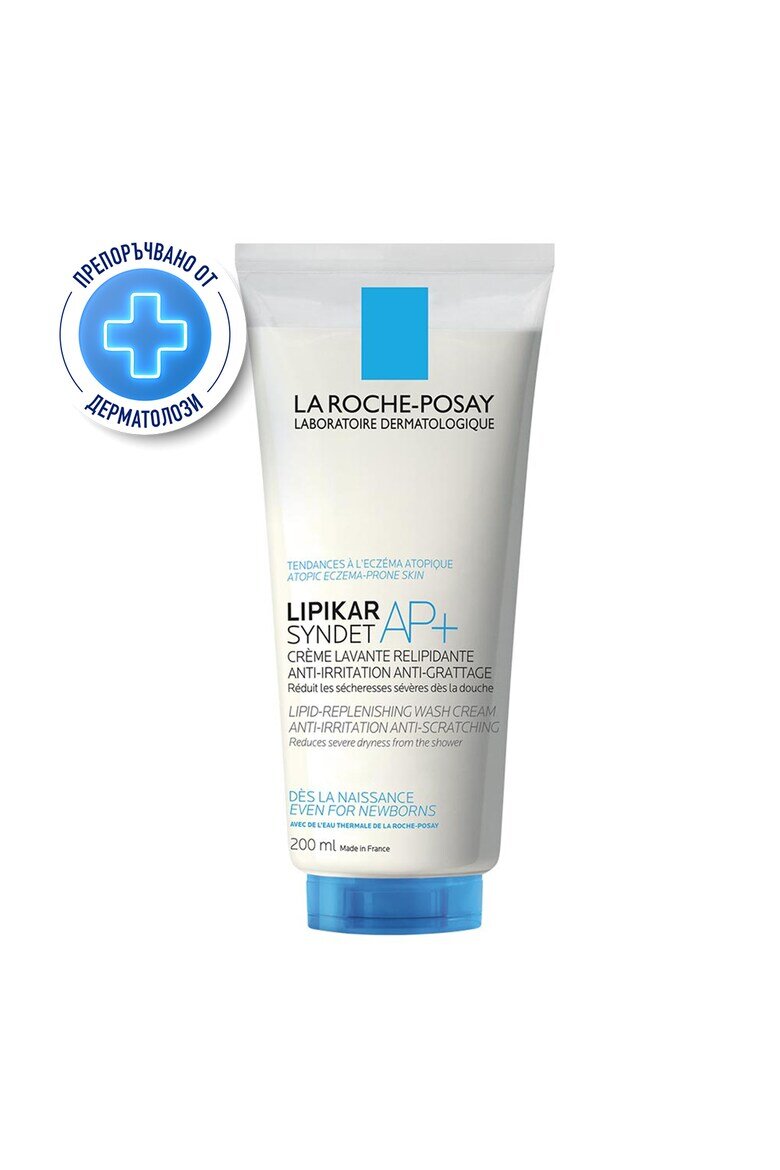 La Roche-Posay Успокояващ почистващ гел за чувствителна или суха кожа Lipikar Syndet подходящ за бебета деца възрастни 200 мл