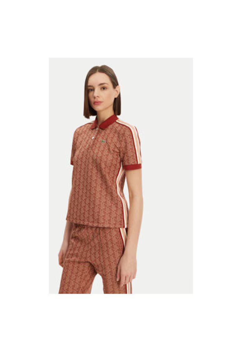 Lacoste Дамска поло тениска DF3364 - Полиестер/Памук - Кафява