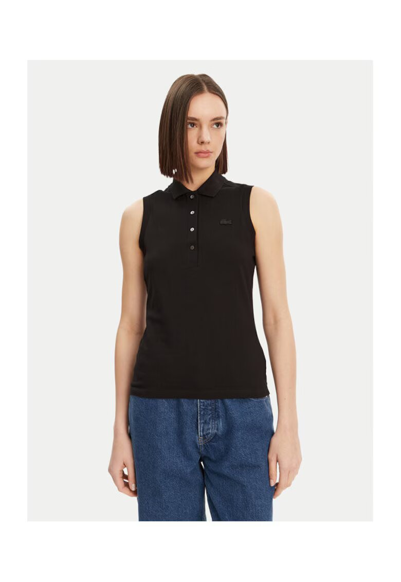 Lacoste Дамска поло тениска PF5445 - памук - черна
