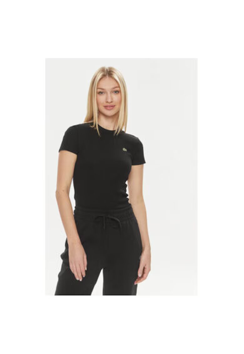 Lacoste Дамска тениска - 303713997 - Органичен памук - Черна