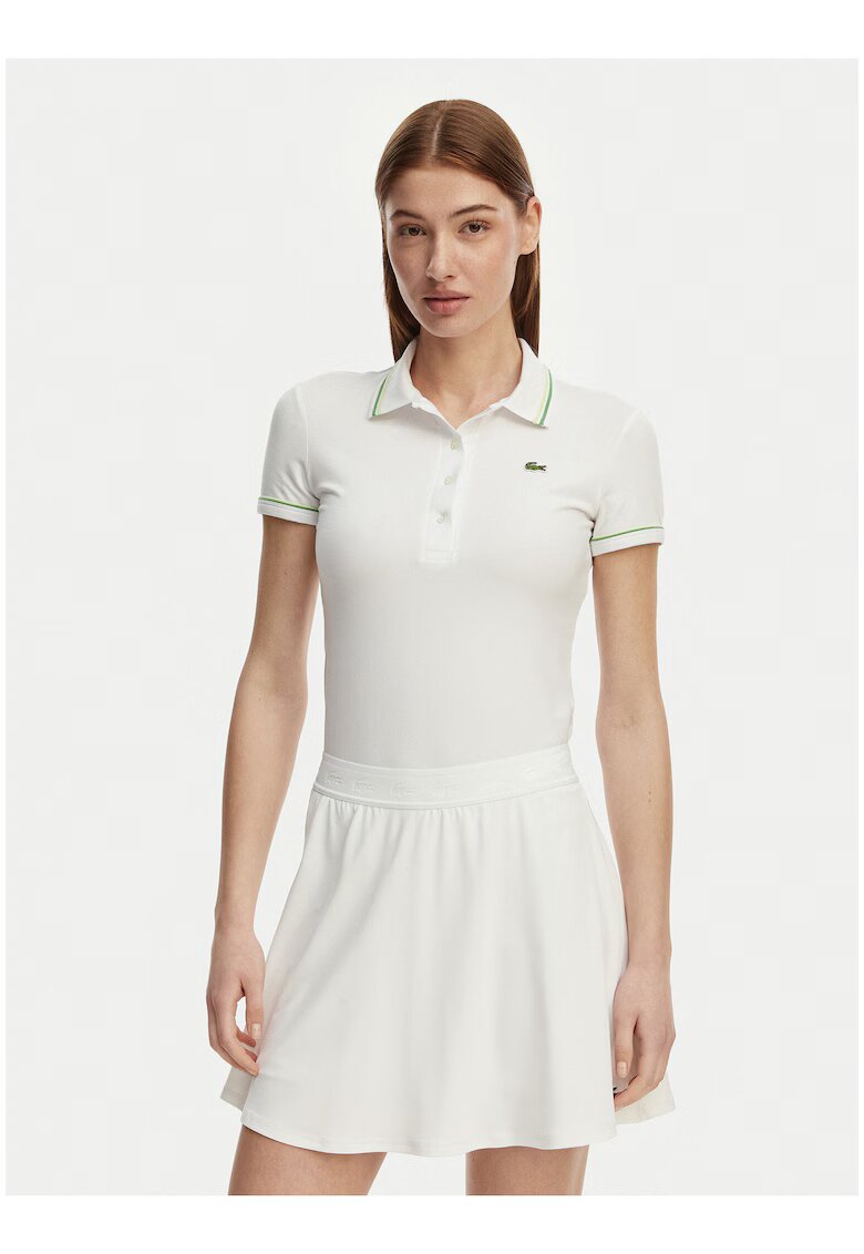 Lacoste Дамска тениска - бяла и зелена - памук и модал - къс ръкав
