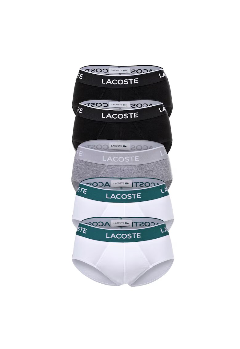 Lacoste Слипове Core с ниска талия - 5 чифта - Бял/Черен/Сив
