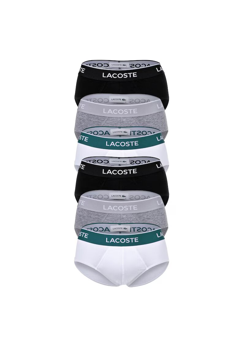 Lacoste Слипове с лого - 6 чифта - Бял/Черен/Сив