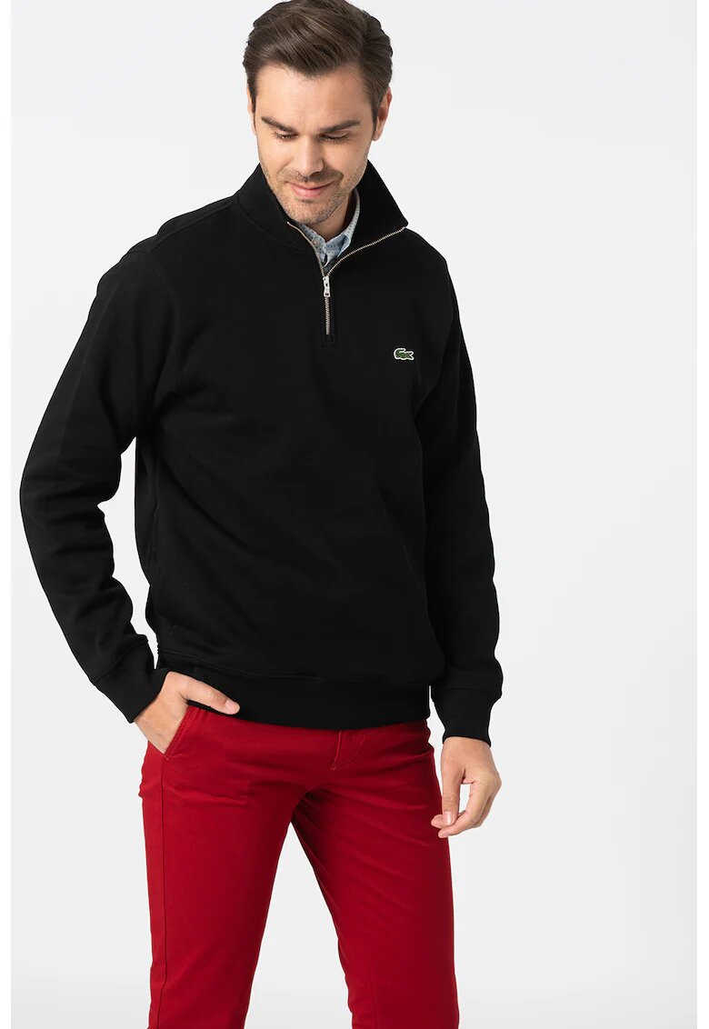 Lacoste Спортна блуза с цепка с цип - Черна