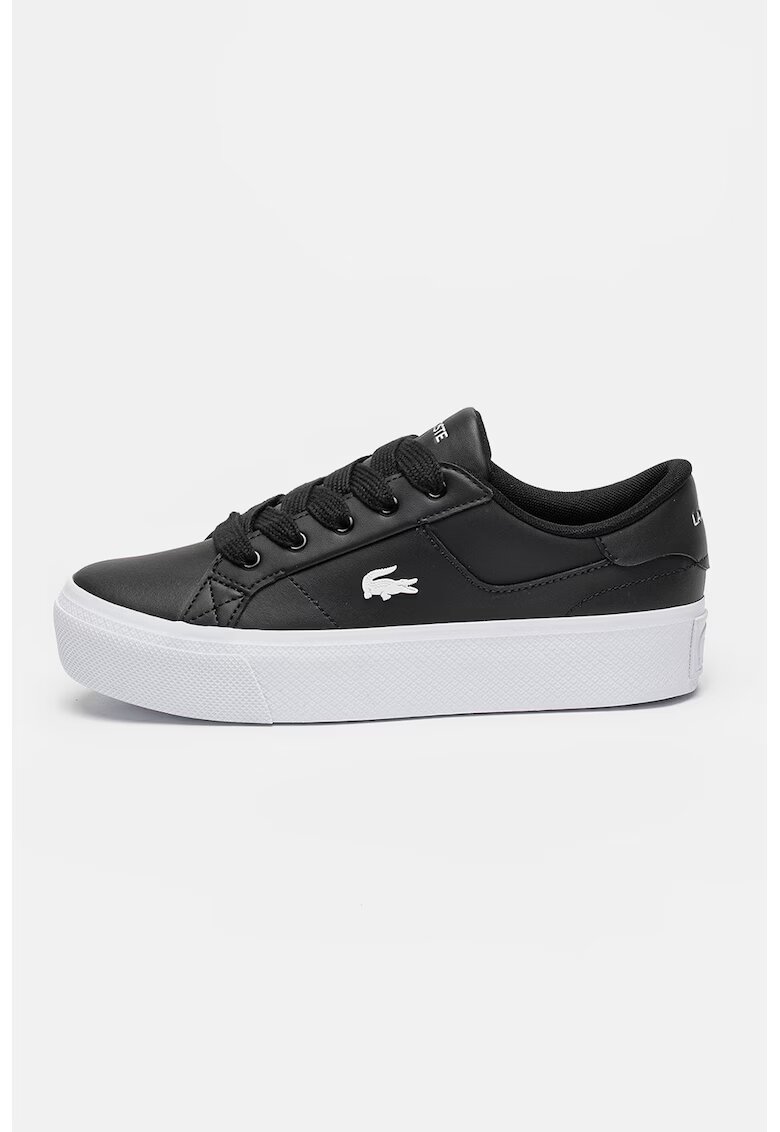 Lacoste Спортни обувки от кожа и еко кожа с равна платформа - Бял/Черен