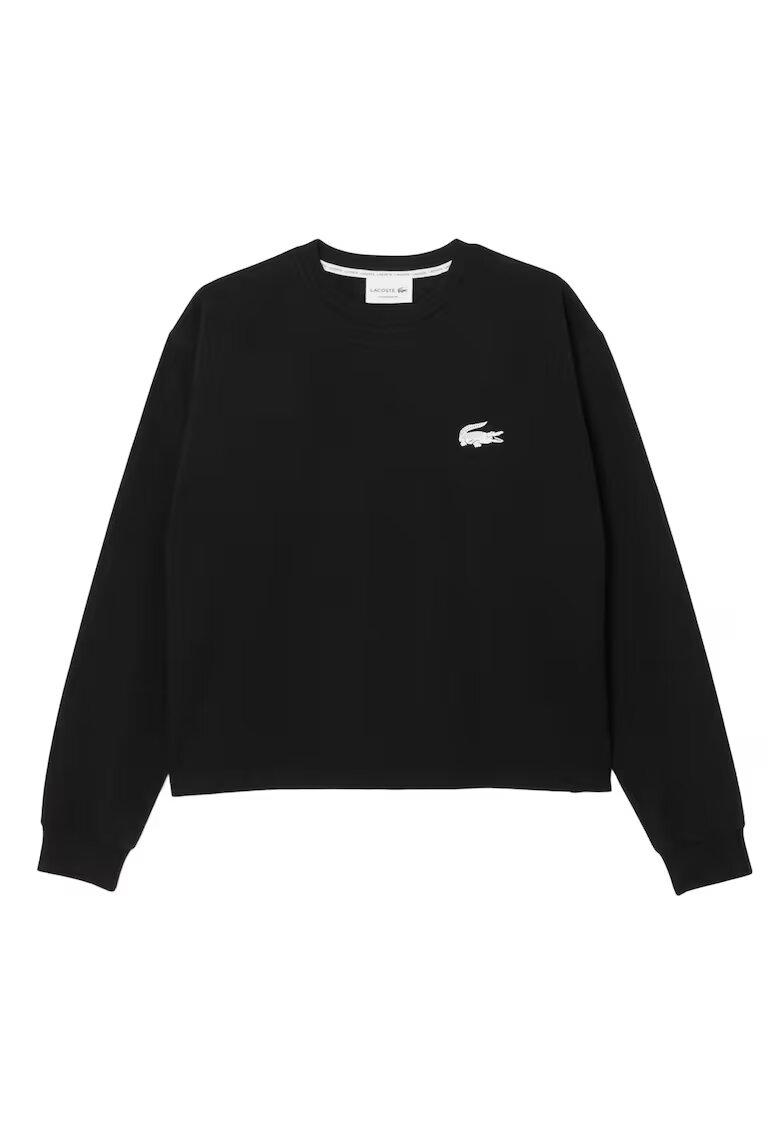 Lacoste Суитшърт с овално деколте и лого - Черен