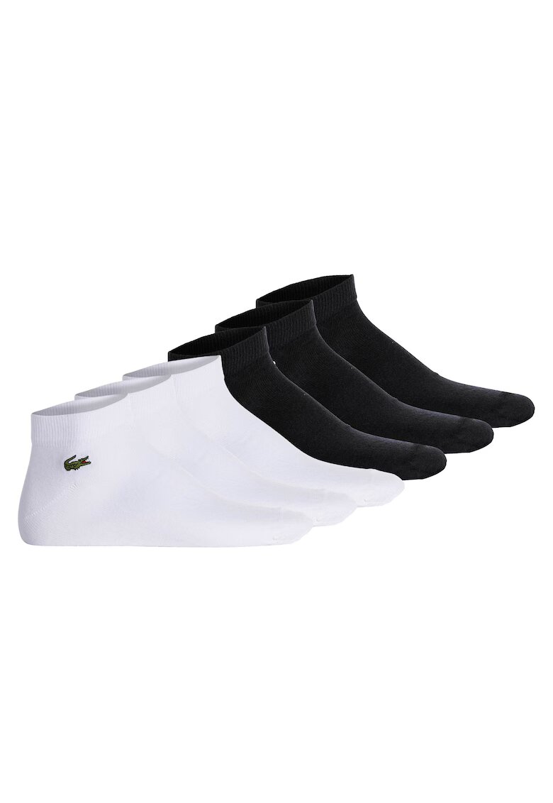 Lacoste Унисекс чорапи до глезена с лого - 6 чифта - Бял/Черен