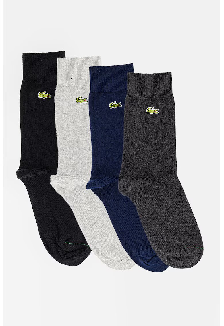 Lacoste Унисекс дълги чорапи - 4 чифта - Черен/Сив
