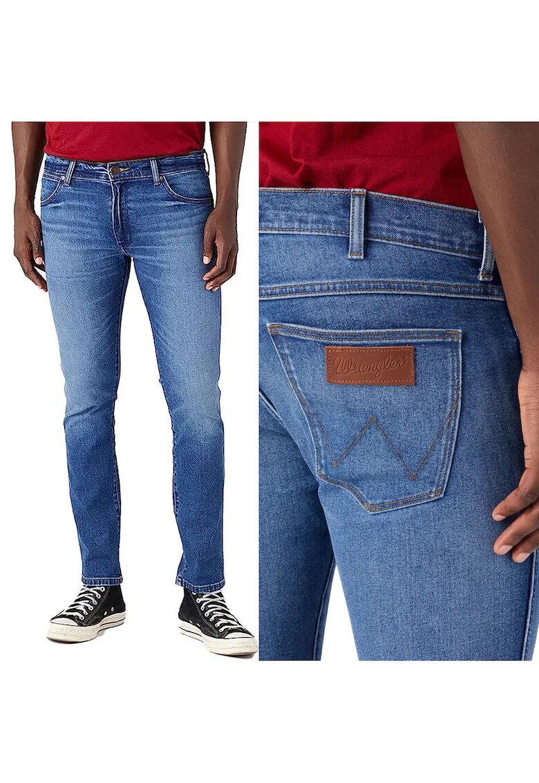 Larston Мъжки дънки Wrangler 812 Slim Tapered - сини - тип каубойски - W38 L32 - средна талия - стеснени крачолища крачо крачол