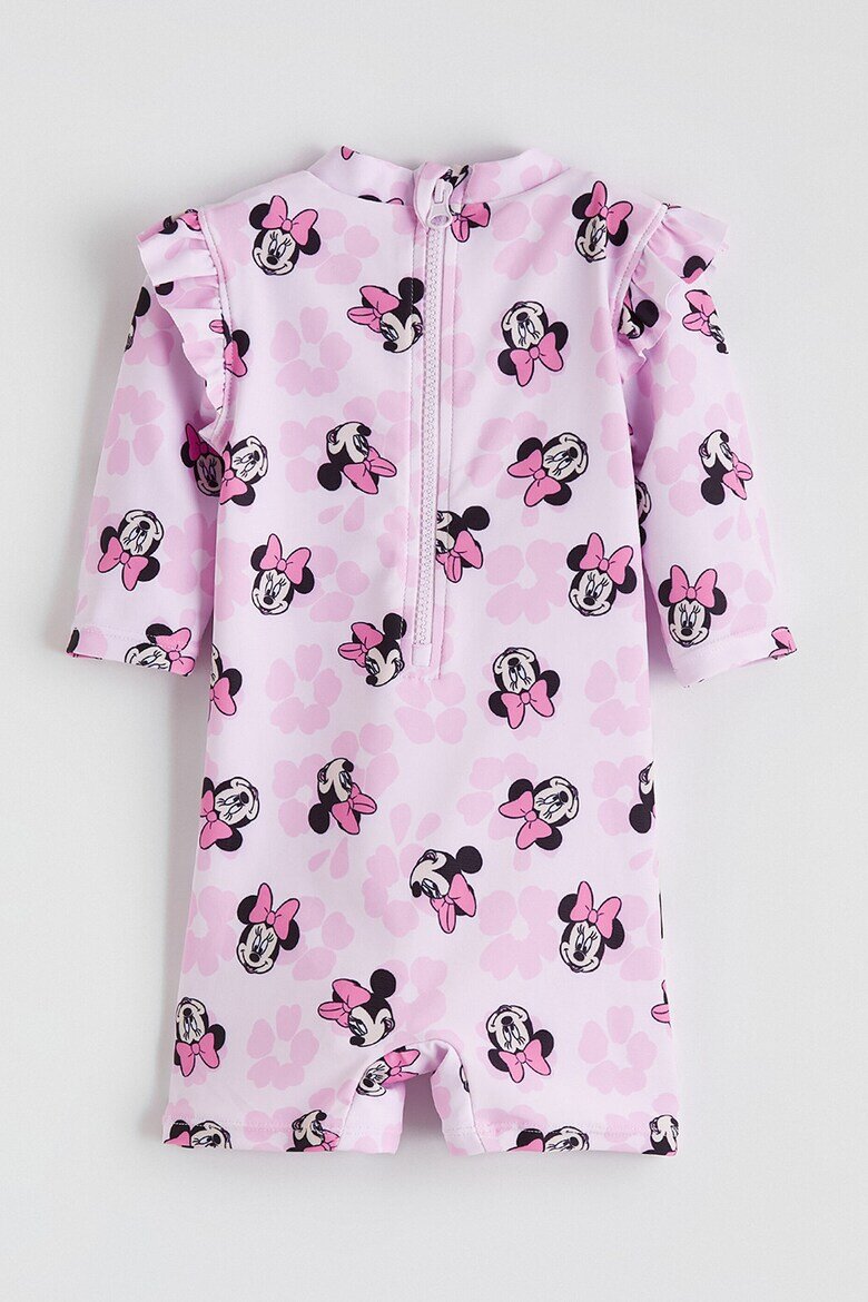 LC WAIKIKI Бански с десен Minnie Mouse и набирания Пастелнорозов