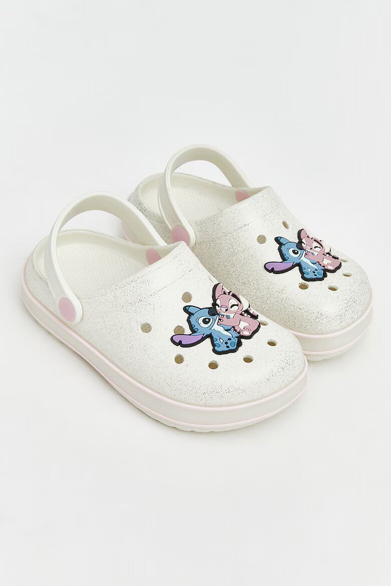 LC WAIKIKI Бляскаво сабо с отворена пета и тема Stitch Бял/Лилав/Светлосин