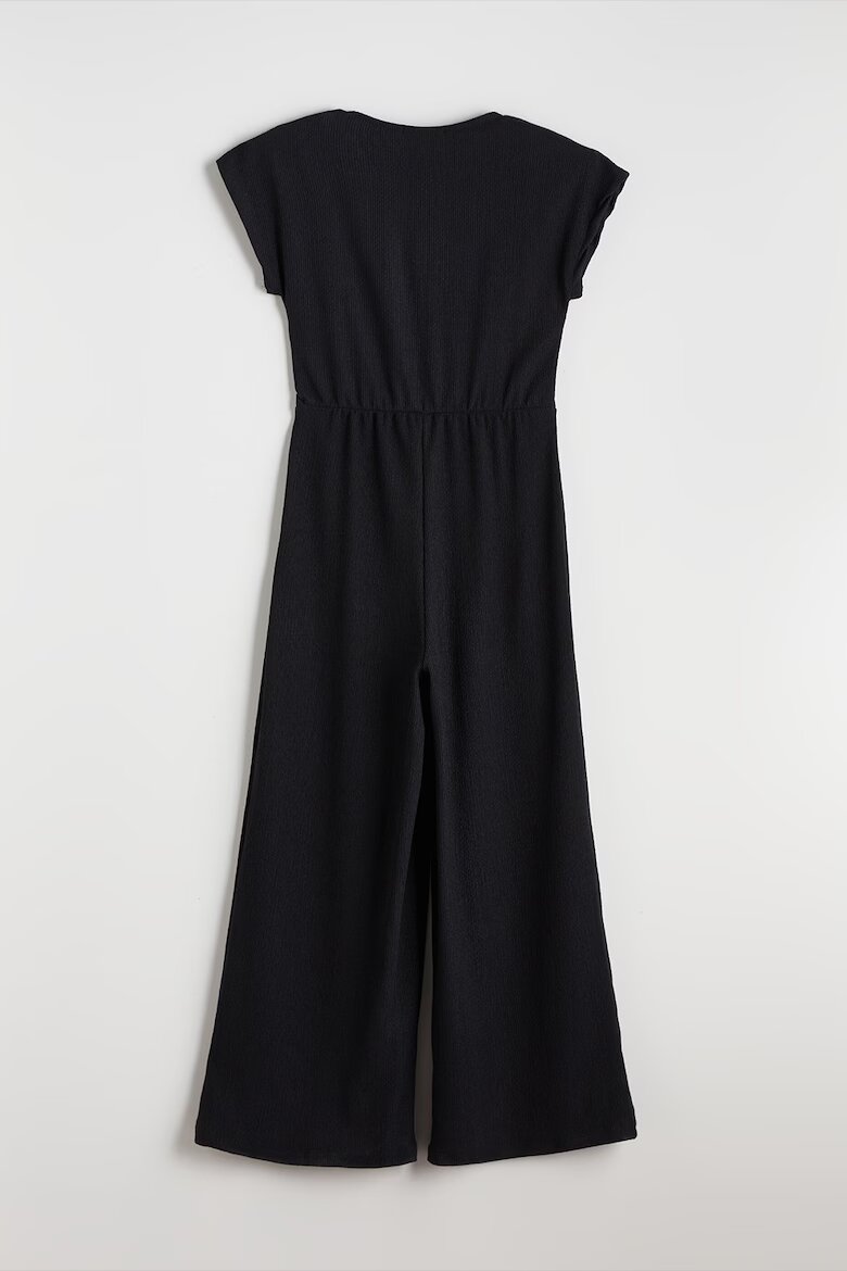 LC WAIKIKI Дълъг гащеризон с набрано деколте Черен