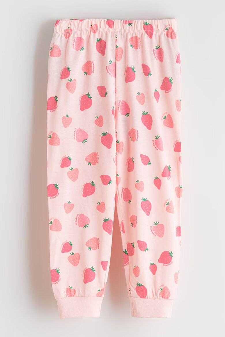 LC WAIKIKI Дълга долна пижама с принт Strawberry Бледо розово