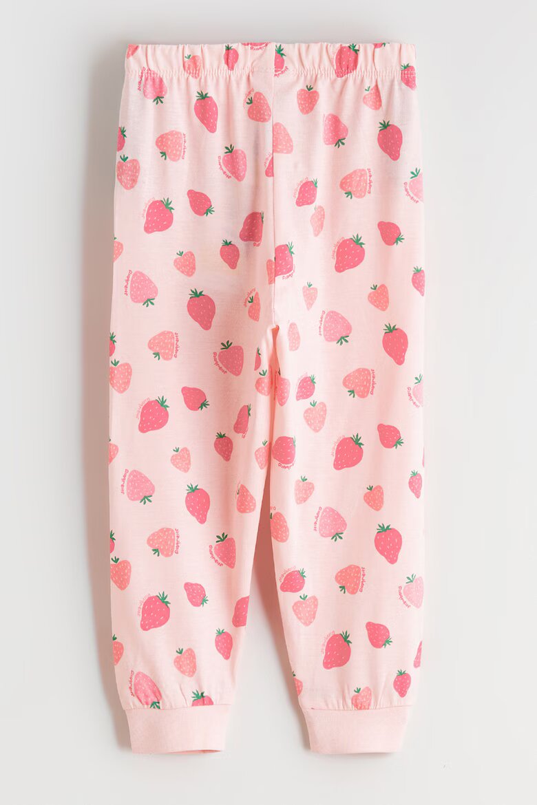 LC WAIKIKI Дълга долна пижама с принт Strawberry Бледо розово