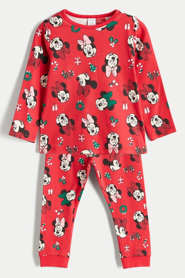 LC WAIKIKI Дълга пижама Minnie Mouse Xmas Червен/Черен