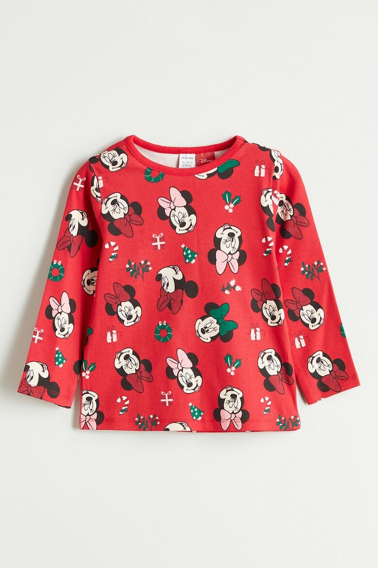 LC WAIKIKI Дълга пижама Minnie Mouse Xmas Червен/Черен
