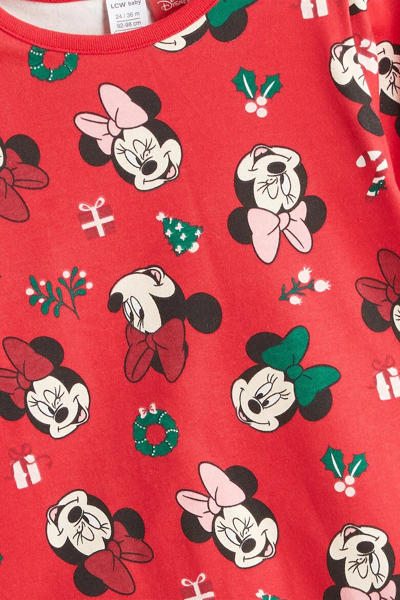 LC WAIKIKI Дълга пижама Minnie Mouse Xmas Червен/Черен