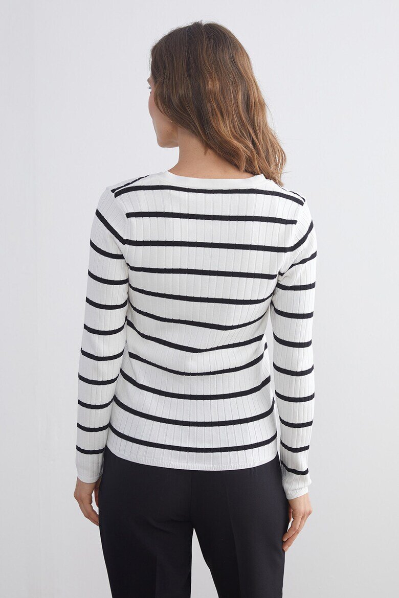LC WAIKIKI Фино плетен пуловер с райе Бял/Черен