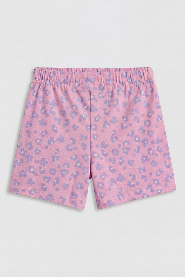 LC WAIKIKI Флорална памучна пижама с къси ръкави Фуксия/Аметист