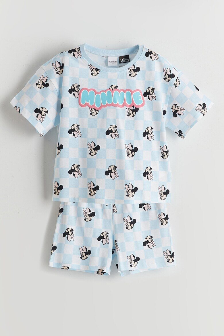 LC WAIKIKI Къса памучна пижама с десен Minnie Mouse Пастелносин/Избеляло черно/Бял