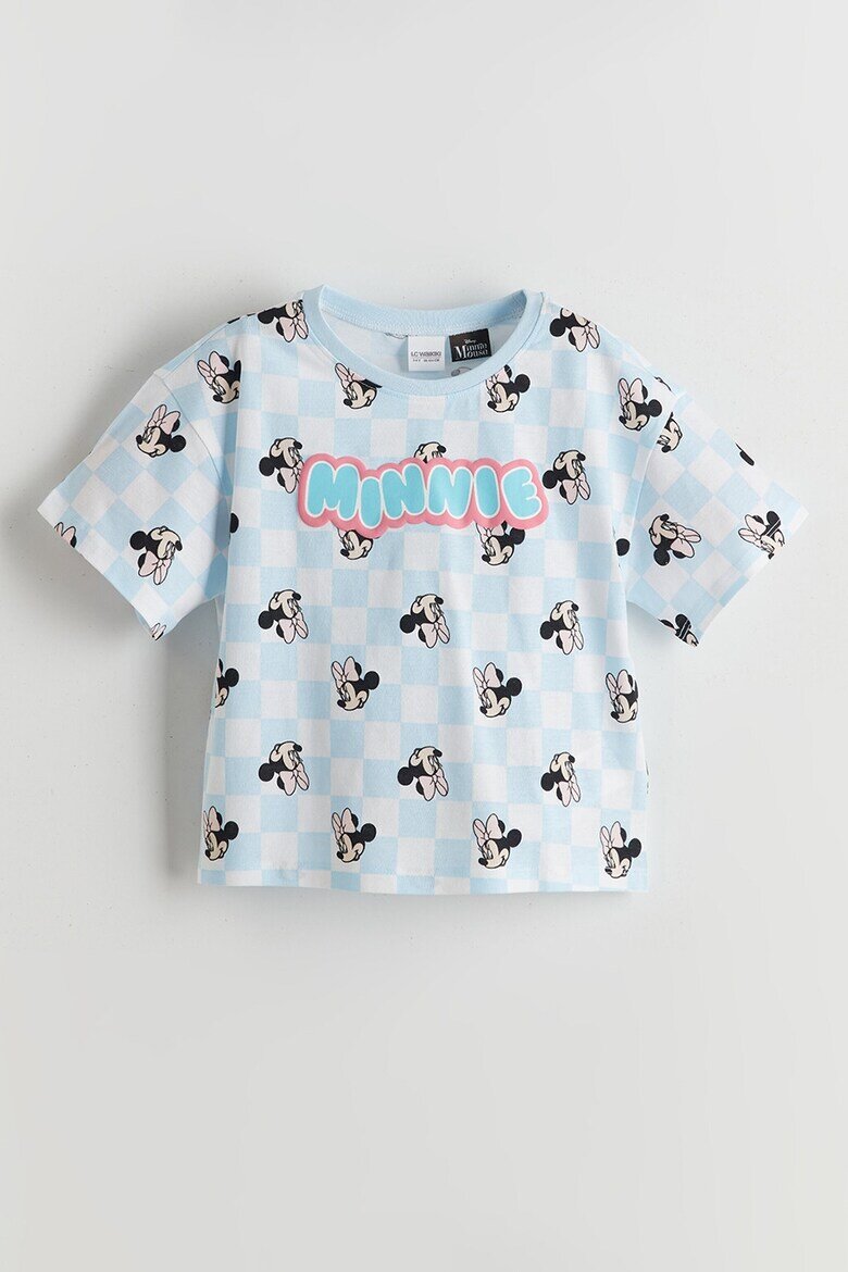 LC WAIKIKI Къса памучна пижама с десен Minnie Mouse Пастелносин/Избеляло черно/Бял