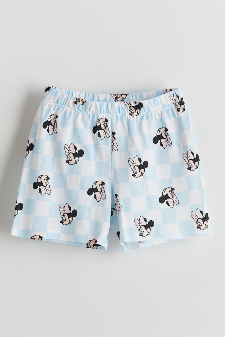 LC WAIKIKI Къса памучна пижама с десен Minnie Mouse Пастелносин/Избеляло черно/Бял
