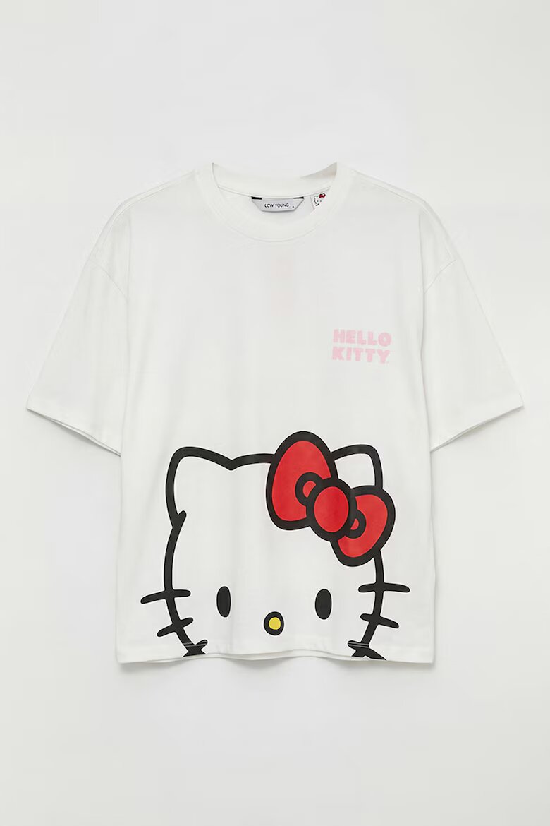 LC WAIKIKI Къса памучна пижама с принт на Hello Kitty Червен/Бял/Светлорозов