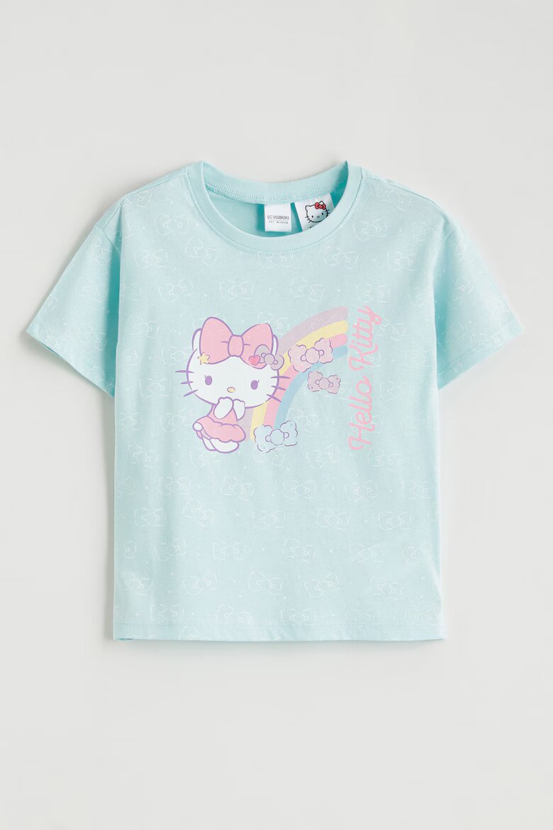 LC WAIKIKI Къса памучна пижама с шарка на Hello Kitty Ледено синьо
