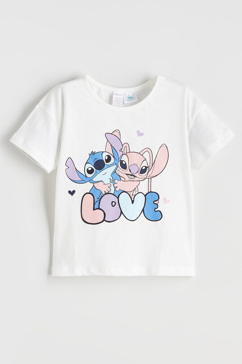 LC WAIKIKI Къса пижама с принт на Stitch&Angel Бял/Лавандула/Лилав
