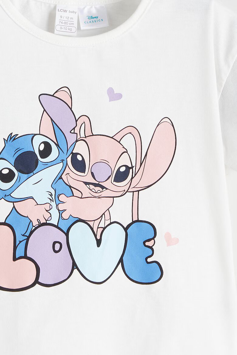 LC WAIKIKI Къса пижама с принт на Stitch&Angel Бял/Лавандула/Лилав