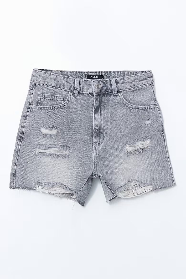 LC WAIKIKI Къси слим дънки с протрити зони Светло сив