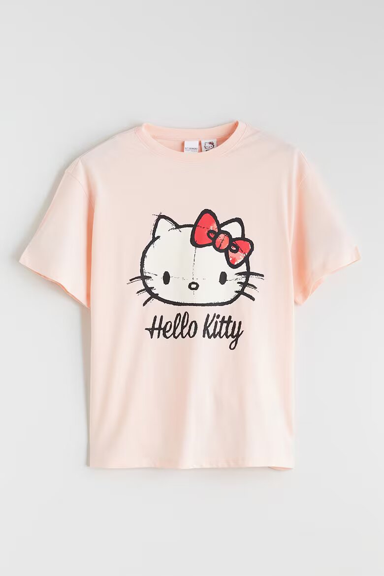 LC WAIKIKI Памучна къса пижама Hello Kitty Бял/Праскова