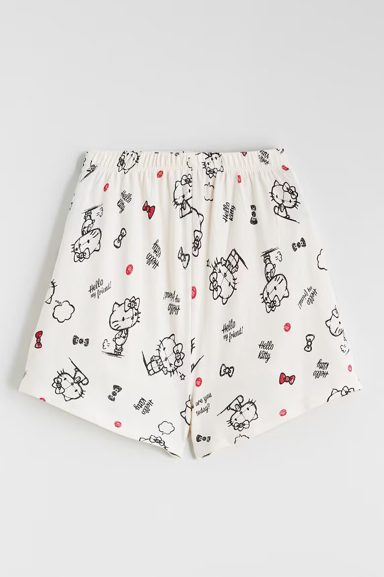 LC WAIKIKI Памучна къса пижама Hello Kitty Бял/Праскова