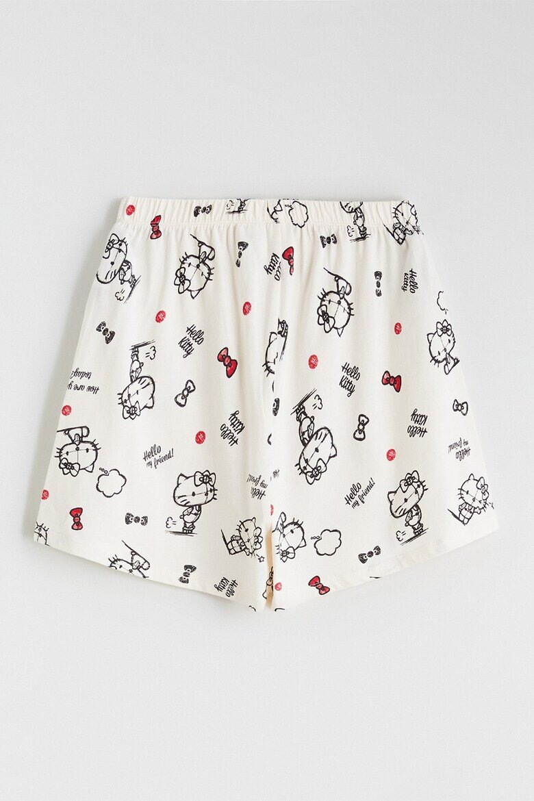LC WAIKIKI Памучна къса пижама Hello Kitty Бял/Праскова