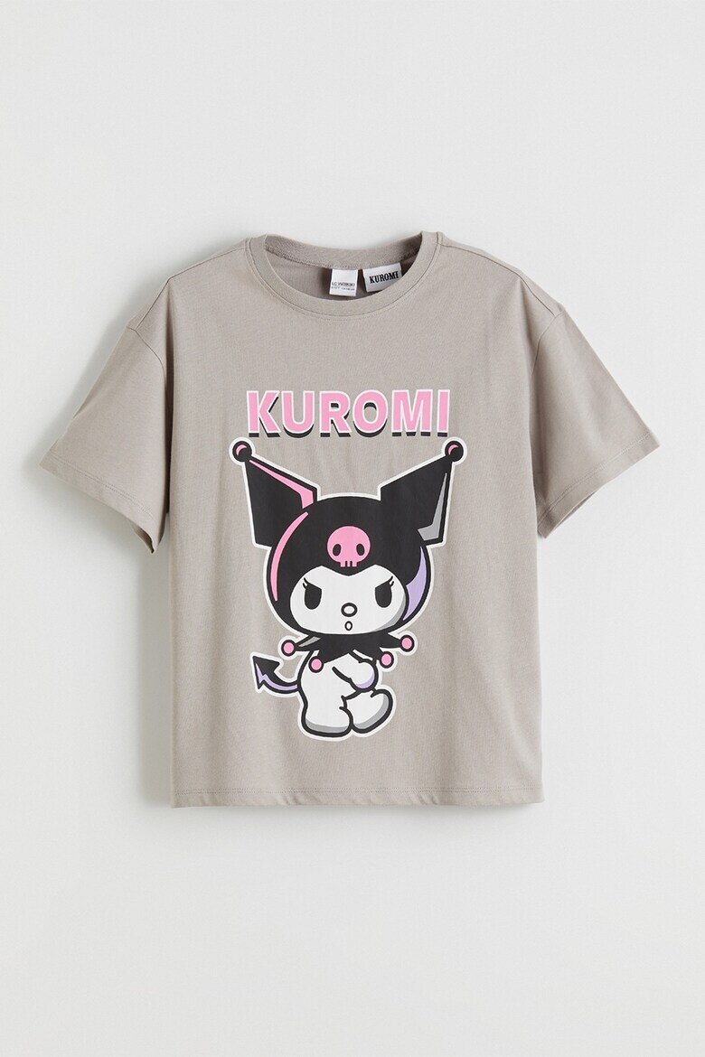 LC WAIKIKI Памучна къса пижама с принт Kuromi Сив меланж/Розово