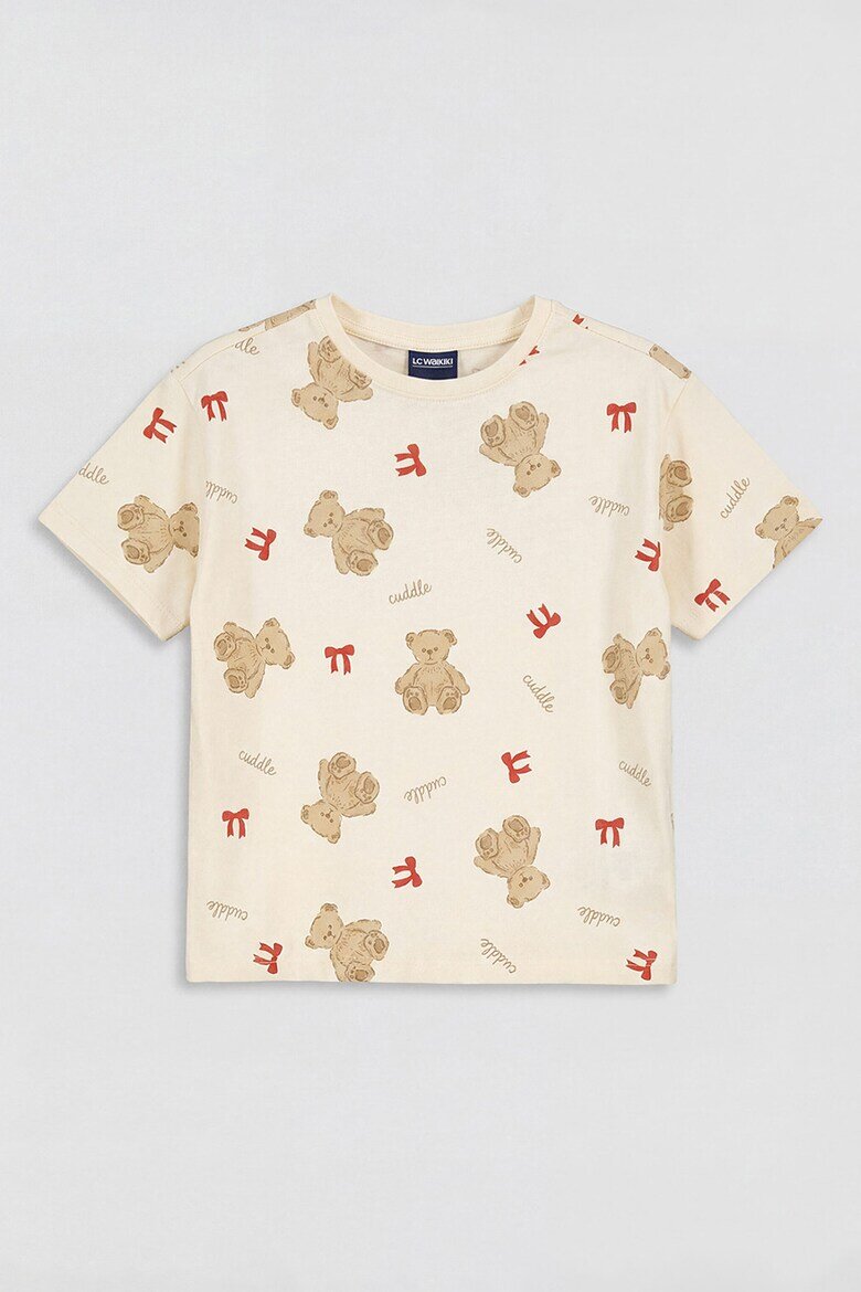 LC WAIKIKI Памучна пижама с принт Teddy Bears Червен/Светлокафяв/Праскова