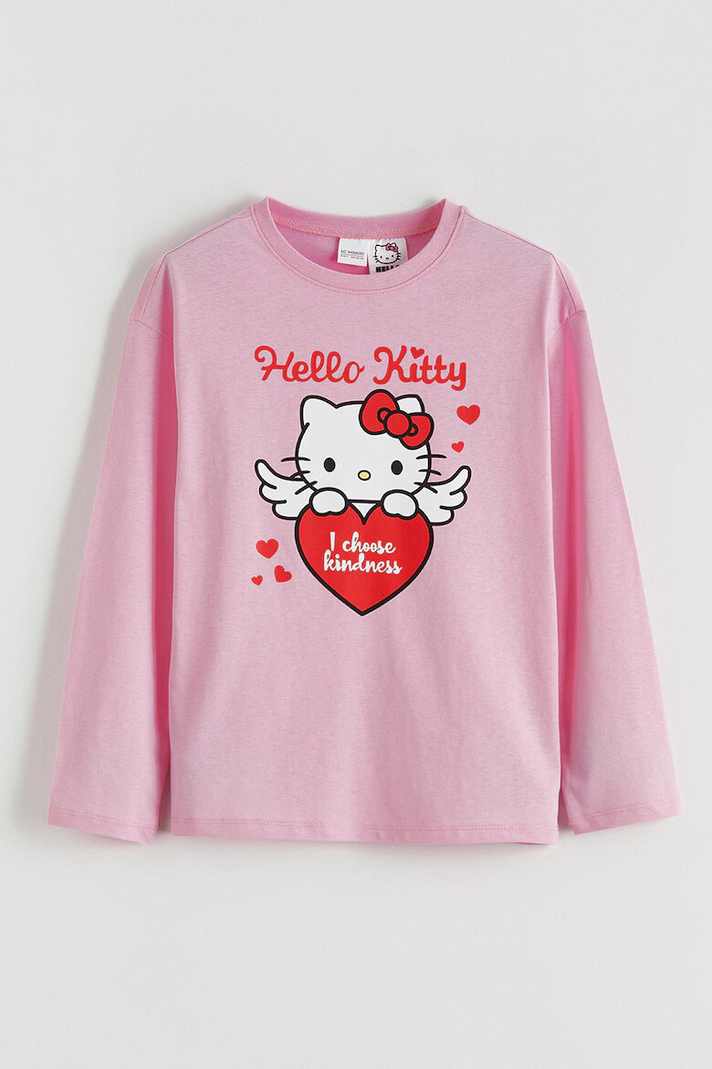LC WAIKIKI Памучна пижама с шарка на Hello Kitty Светлорозов